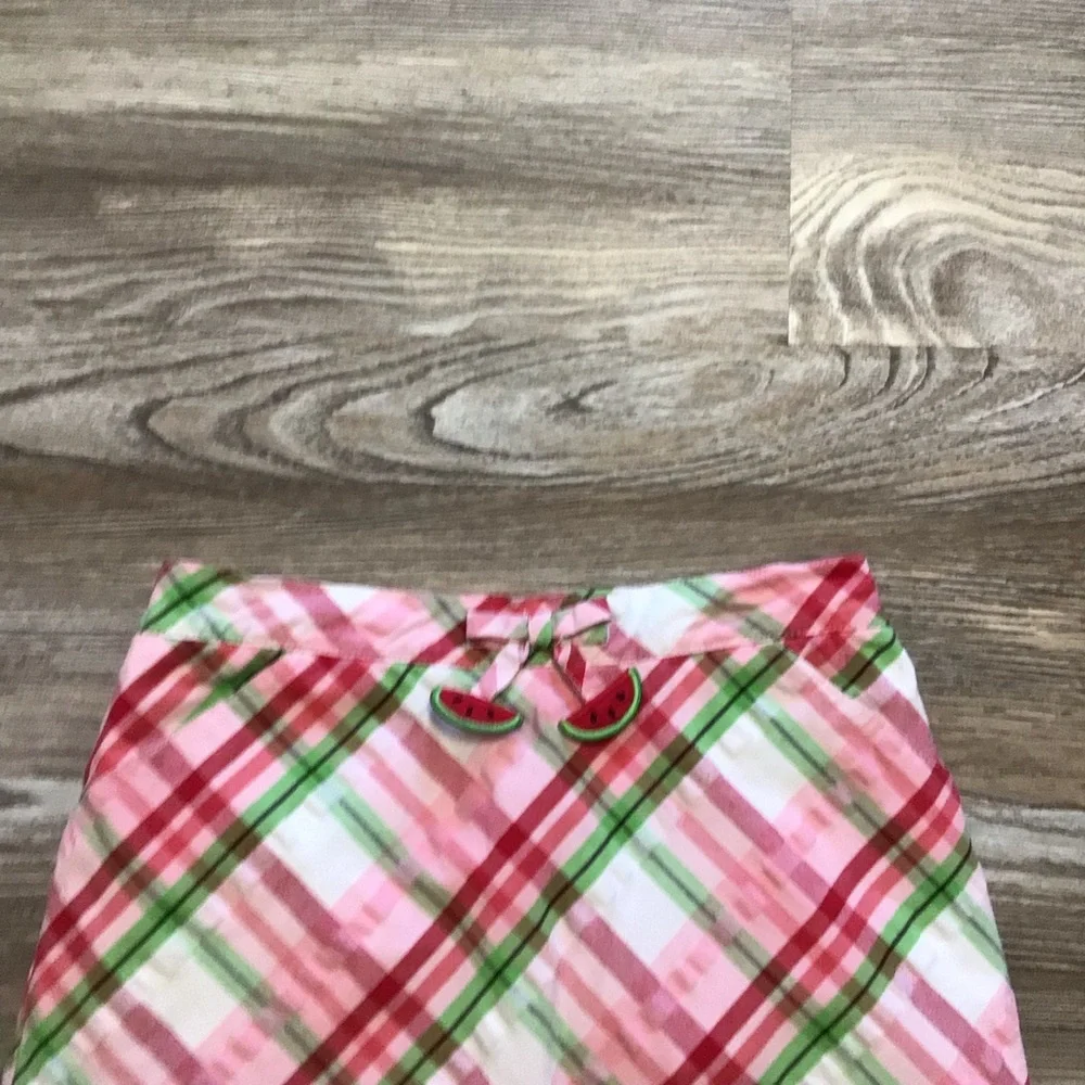 Gymboree Plaid Watermelon Seersucker Skort Pink Green White 9